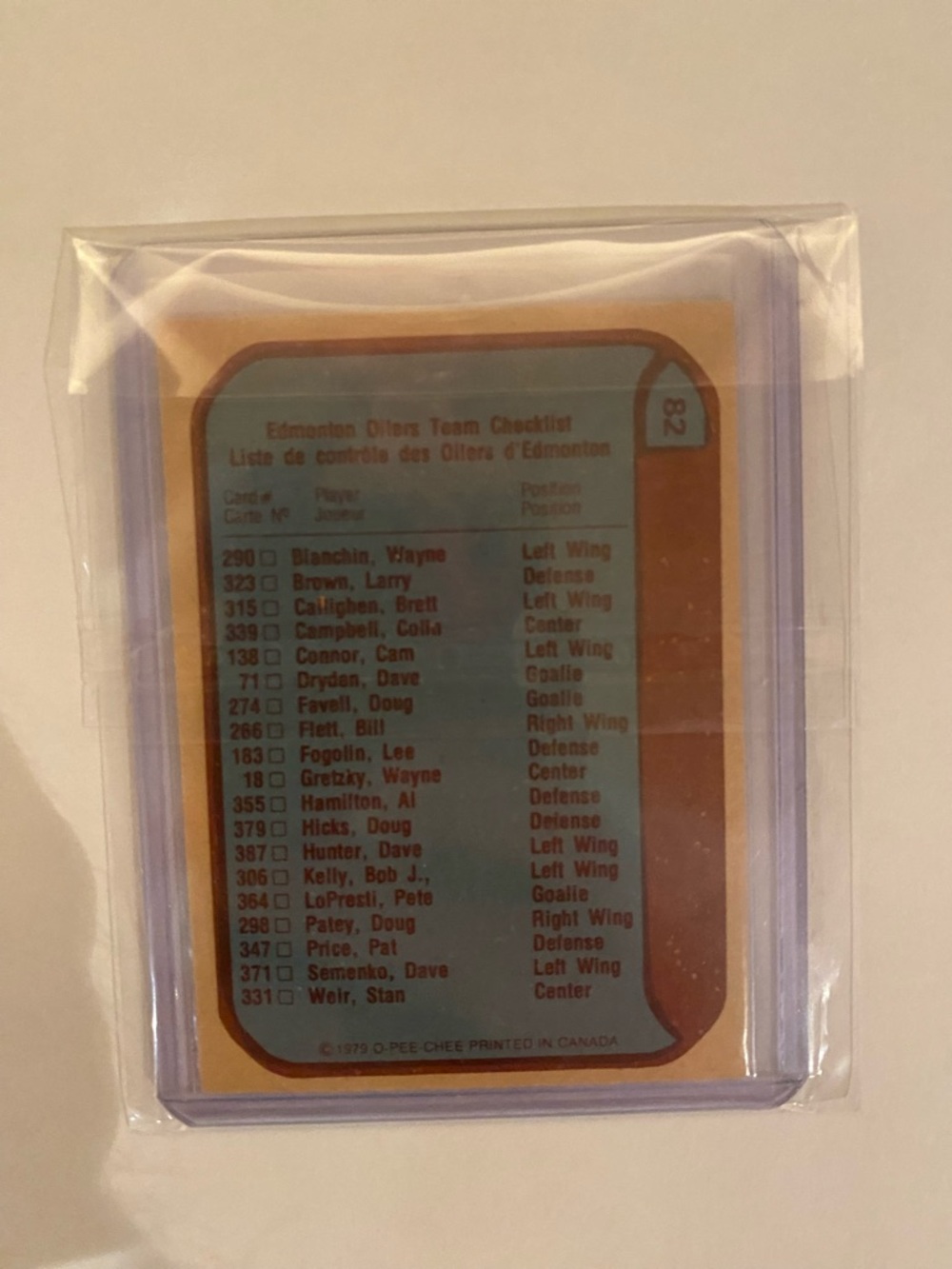 1979-80 O-Pee-Chee Edmonton Oilers Checklist #82 Unmarked Gretzky - Picture 4 of 6